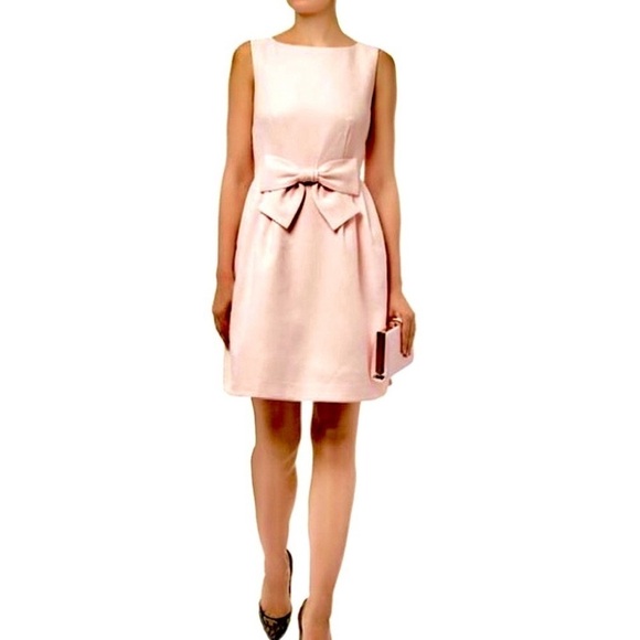 Maison Jules Ballet Blush Pink Bow fit flare pleated Jackie O Dress size Large - Picture 1 of 8